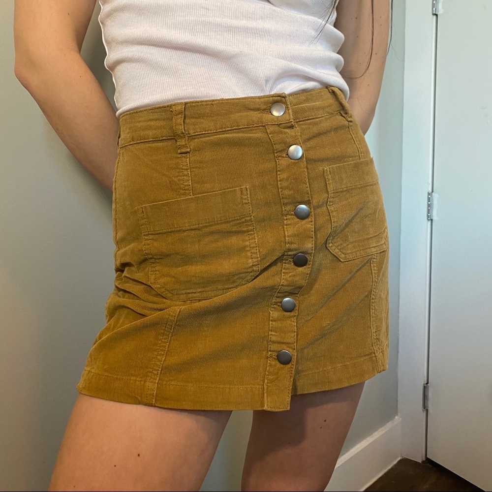 Tan corduroy mini skirt